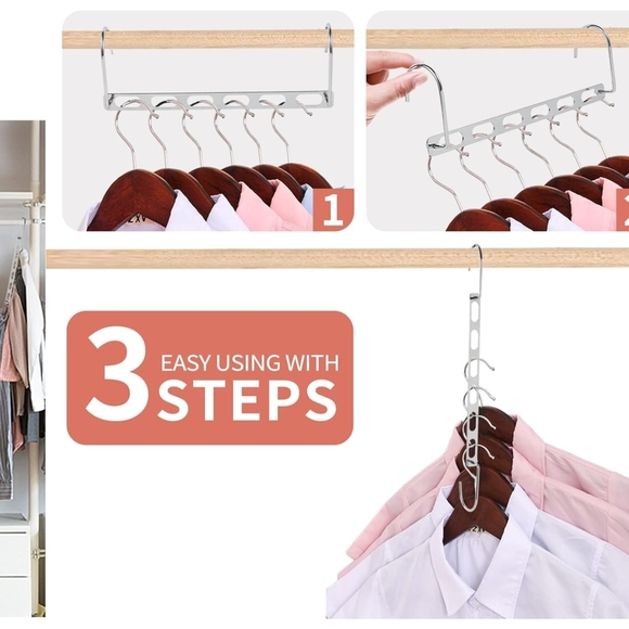 16 Space Saving Metal Hangers Closet Organizers Storage Collapsible Heavy Duty - Picture 4 of 9